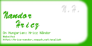 nandor hricz business card